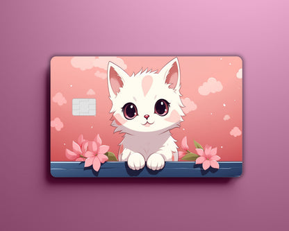Cute Cat With Flowers Card Cover