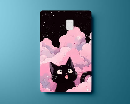 Cute black Cat with Clouds Card Cover
