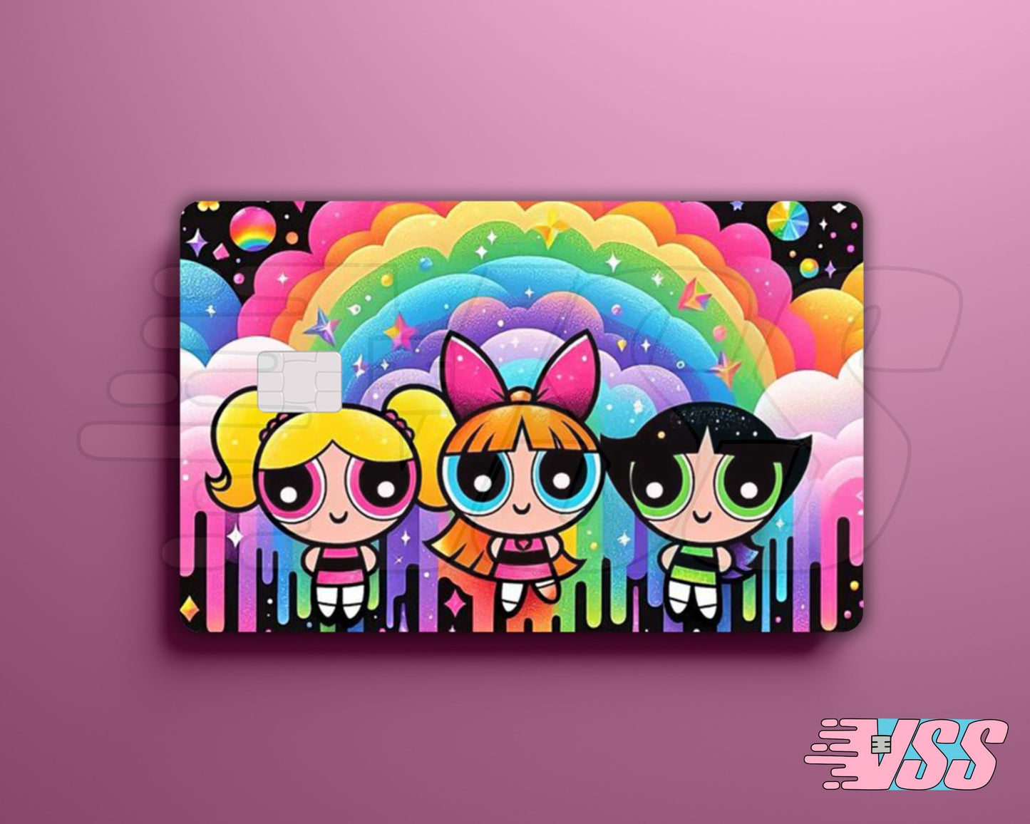 Bright Rainbow PowerPuff Girl Card Cover