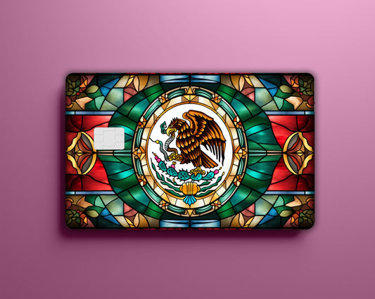 Stained Glass Mexico Flag Card Skin