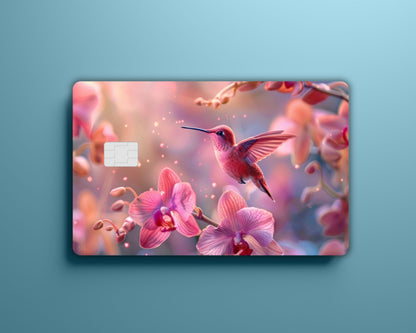 Pink Hummingbird with Flowers Card Cover