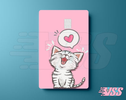 Cute Cat with Heart Card Cover