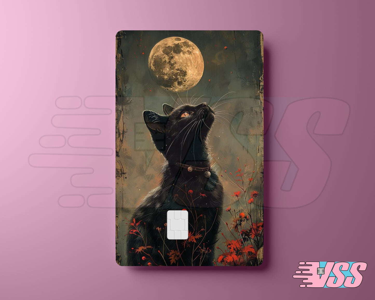 Black Cat with Moon Card Cover