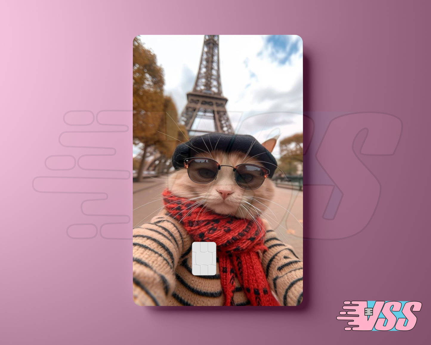 Paris France Cat Eifel Tower Card Cover