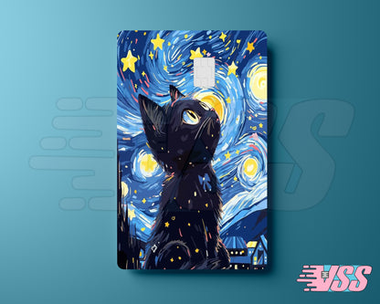 Cute Starry Night Cat Card Cover