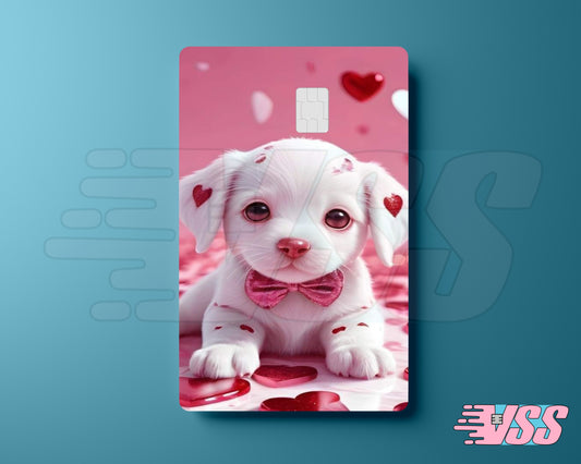 White Puppy WIth Hearts Card Cover