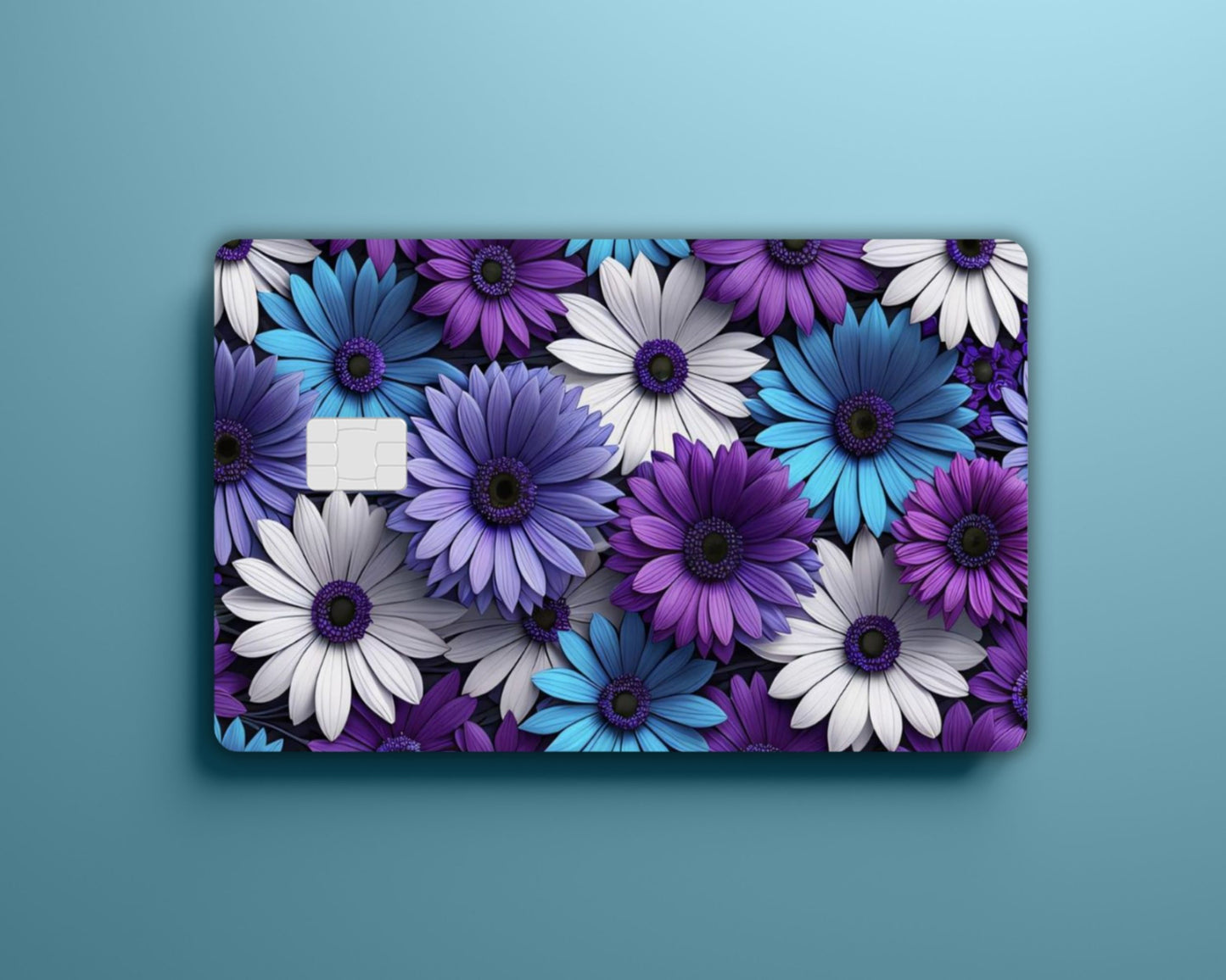 Blue Purple White Daisy Card Cover