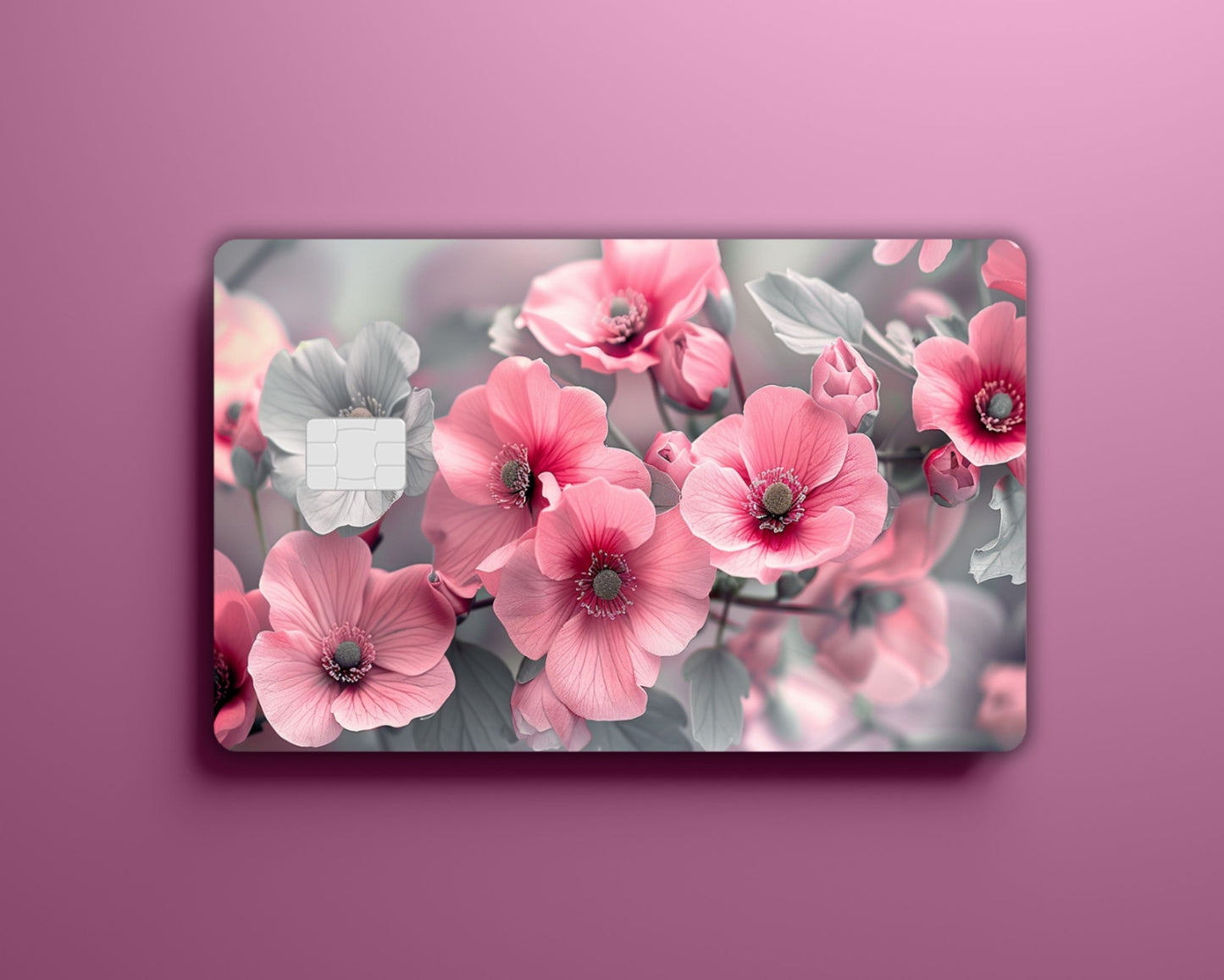 Pink and Gray Flower Card Cover