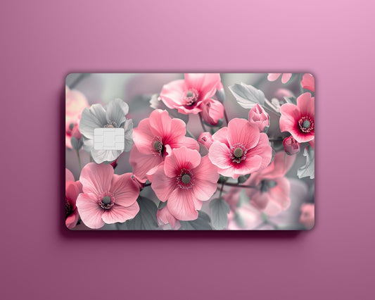 Pink and Gray Flower Card Cover