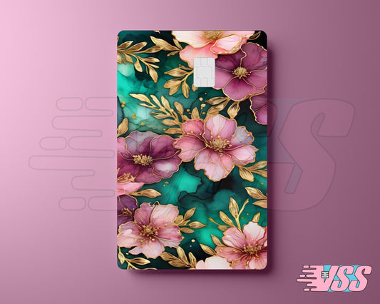 Gold Pink and Green Flower Card Cover