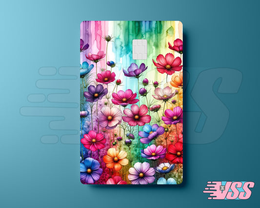Colorful Water Color Flowers Card Cover
