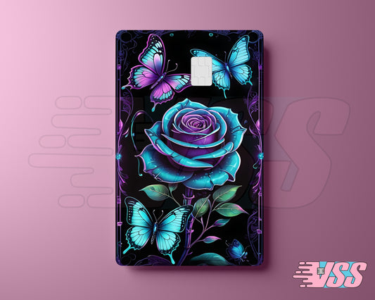 Black Blue and Purple Rose Card Cover