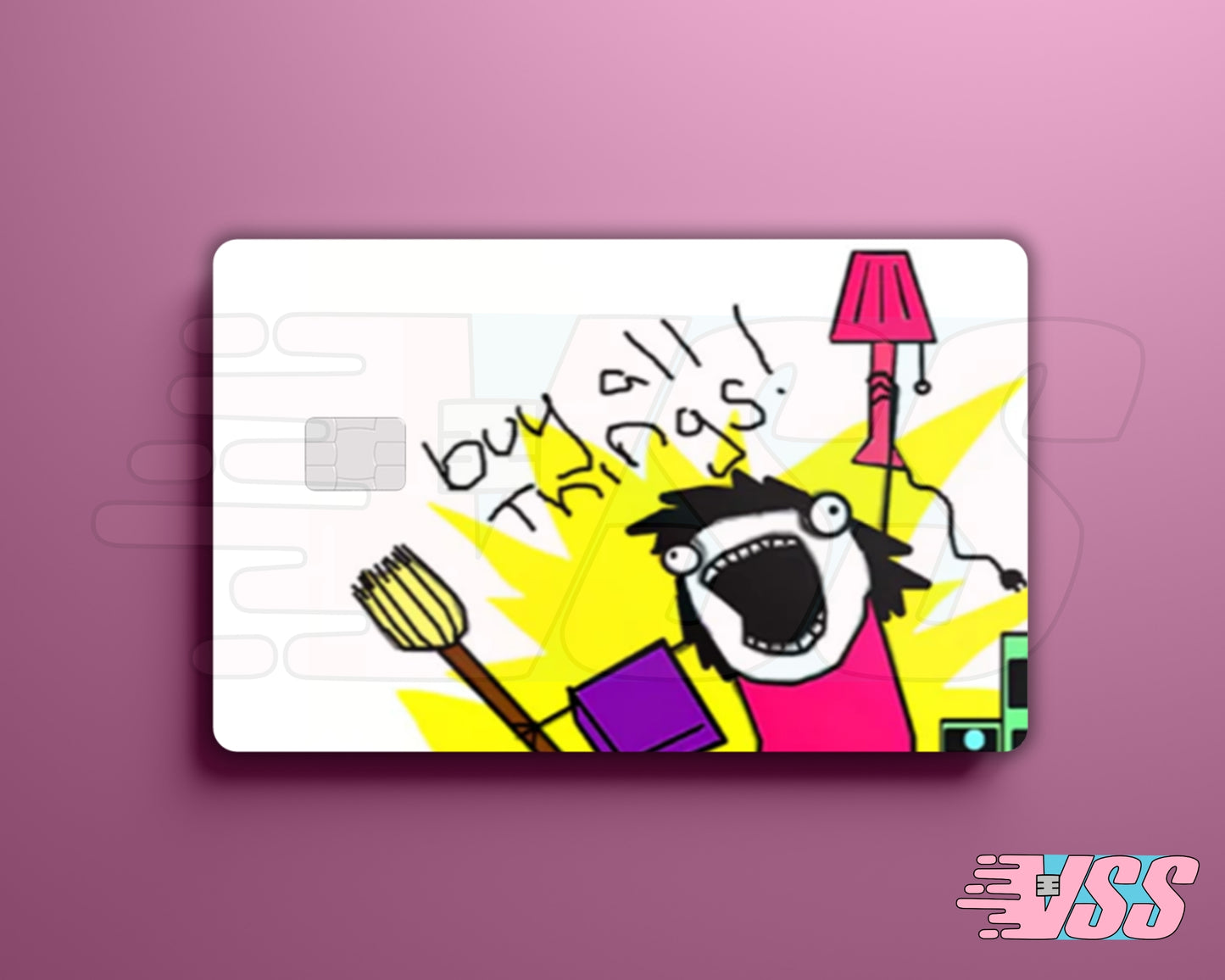 Buy All The Things Funny Drawing Card Cover