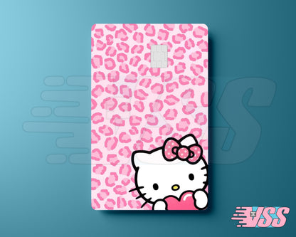 Pink Leopard Cheetah Print Hello Kitty Card Cover
