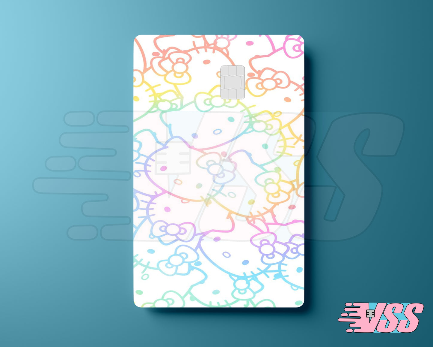 White Pastel Hello Kitty Heads Card Cover