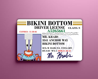 Mr Krabs License Card Cover
