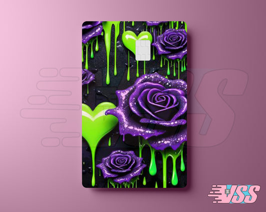 Neon Green and Purple Rose Card Cover