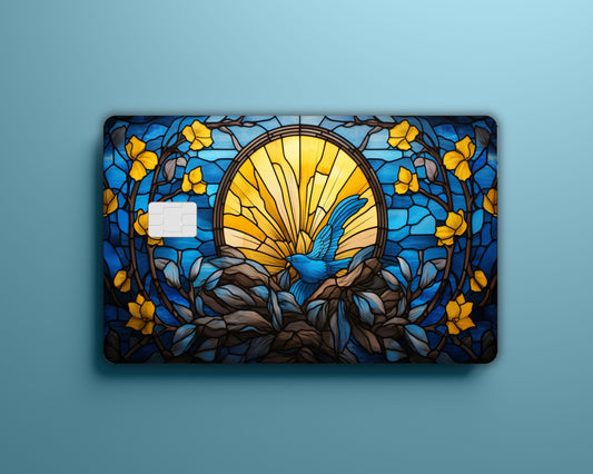 Stained Glass Ukraine Flag Card Skin