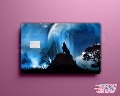 Blue Howling Wolf Card Cover